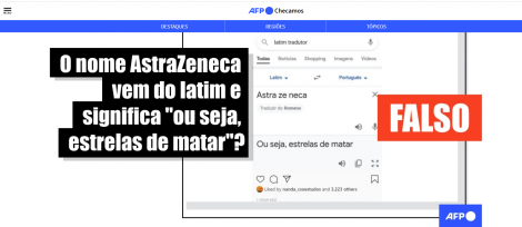 É #FAKE que tradução de AstraZeneca do latim para o português